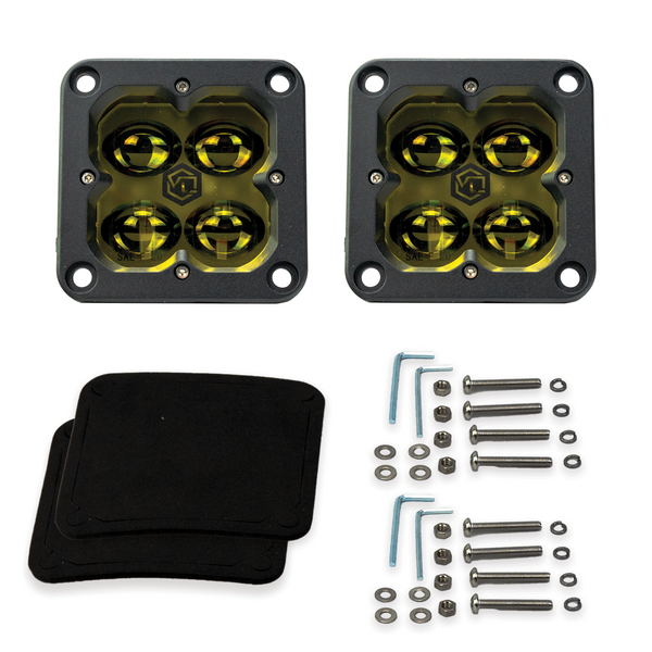 FNG SAE 3 Inch 20W Fog Light Pods With Flush Mount Amber DOT/SAE Pair