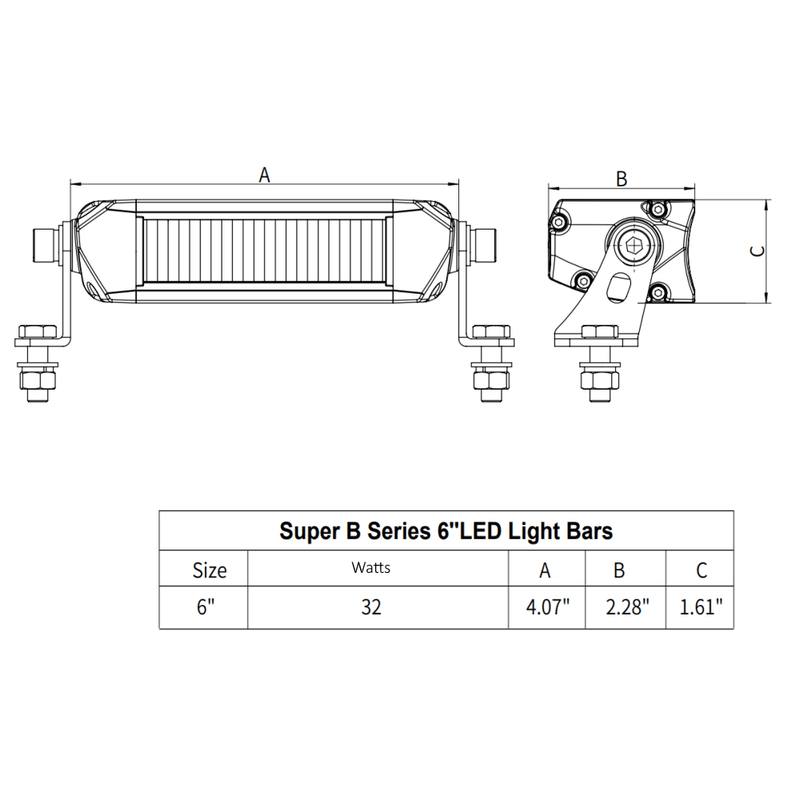 Super B Series 6 Inch Driving-Fog-Amber Strobe Light Bar DOT/SAE 2 Bars With Harness