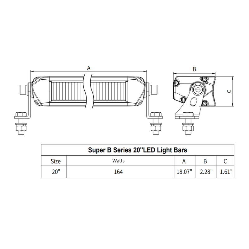 Super B Series 20 Inch Driving-Fog-Amber Strobe Lightbar DOT/SAE Harness Included