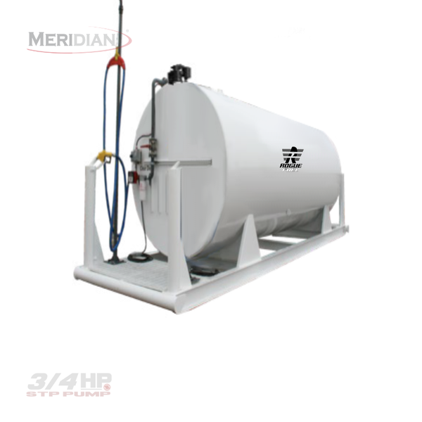 Rogue Fuel| Meridian - 15,000 Litre / 3,300 Gallon Double Wall Fuel Tank Complete Package with 3/4 HP Submersible Turbine Pump, Fully Welded Saddle - Model#: RF64003STP34 