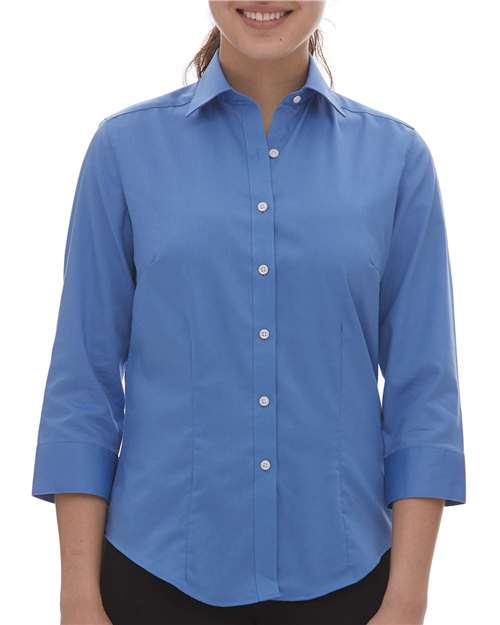 Van Heusen Women's Three-Quarter Sleeve Baby Twill Dress Shirt - 18CV527