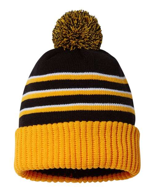 Richardson Stripe Pom Cuffed Beanie - 134