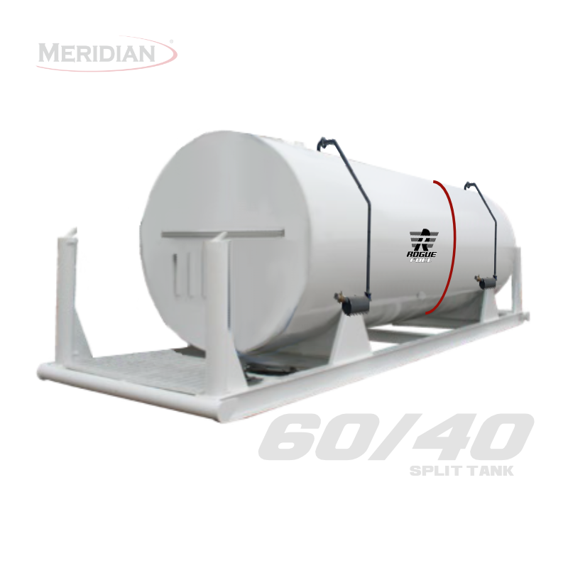 Rogue Fuel | Meridian - 25,000 Litre/ 5,499 Gallon HD Double Wall Fully Welded Saddle, 60/40 Split Tank & Skid With Bollards/ Drip Tube and Dual 3" Bottom Fill - Model