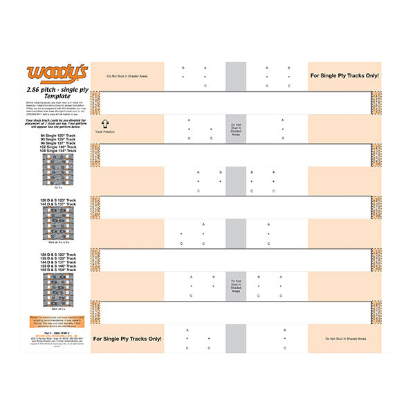 WOODY'S STUD 2.86 SINGLE-PLY TEMPLATE (286S-TEMP-2)