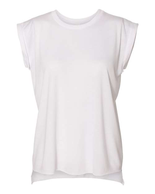 BELLA + CANVAS Women’s Flowy Rolled Cuffs Muscle Tee - 8804