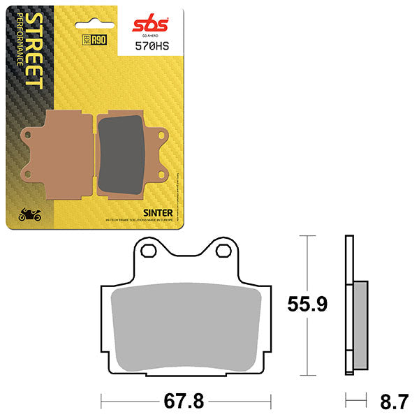 SBS PREFORMANCE SINTER BRAKE PAD 570HS (6250570108)