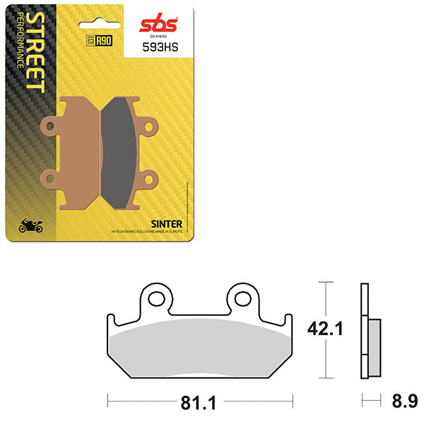 SBS PREFORMANCE SINTER BRAKE PAD 593HS (6250593108)