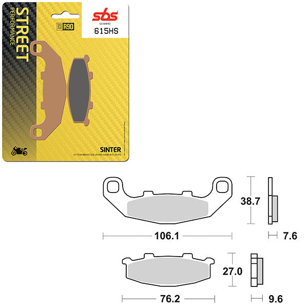 SBS PREFORMANCE SINTER BRAKE PAD 615HS (6250615108)