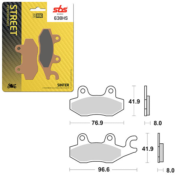 SBS PREFORMANCE SINTER BRAKE PAD 638HS (6250638108)