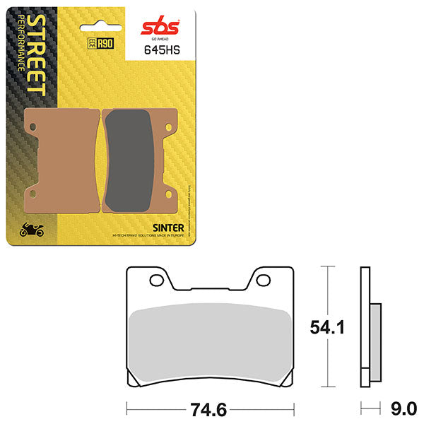SBS PREFORMANCE SINTER BRAKE PAD 645HS (6250645108)
