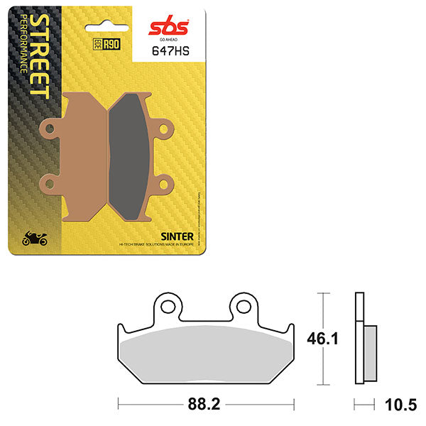 SBS PREFORMANCE SINTER BRAKE PAD 647HS (6250647108)