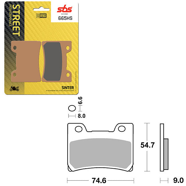SBS PREFORMANCE SINTER BRAKE PAD 665HS (6250665108)