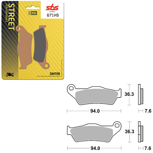SBS PREFORMANCE SINTER BRAKE PAD 671HS (6250671108)