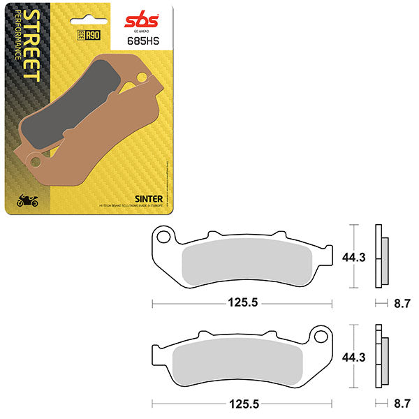 SBS PREFORMANCE SINTER BRAKE PAD 685HS (6250685108)