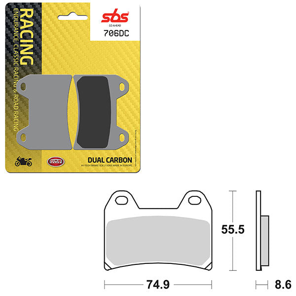 SBS DUAL CARBON FRONT FOR RACE USE ONLY BRAKE PAD (6290706108)
