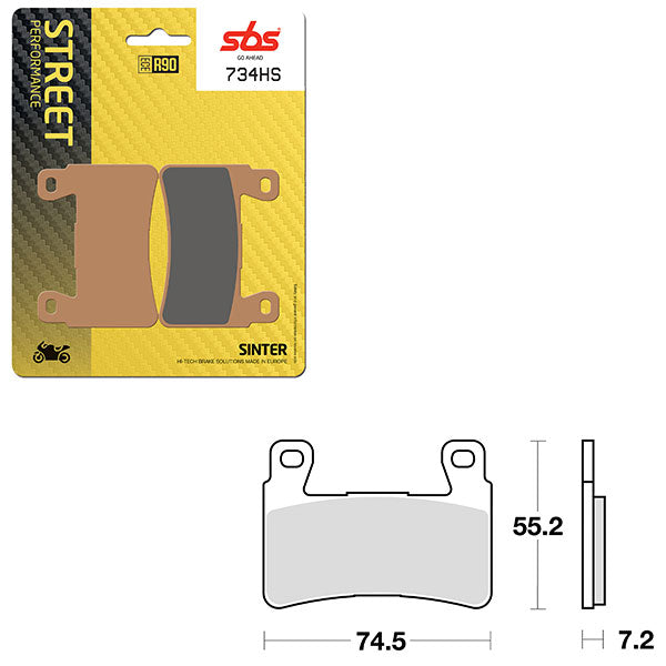 SBS PREFORMANCE SINTER BRAKE PAD 734HS (6250734108)