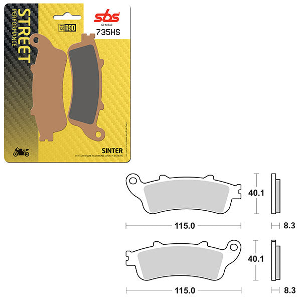 SBS PREFORMANCE SINTER BRAKE PAD 735HS (6250735108)