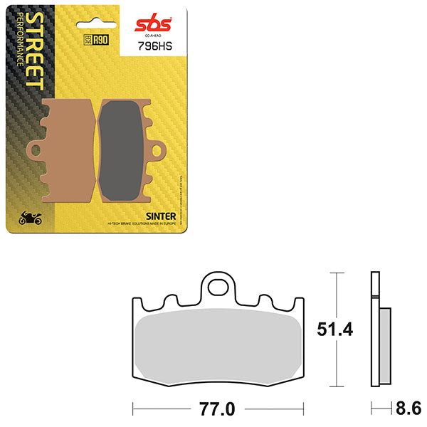 SBS PREFORMANCE SINTER BRAKE PAD 796HS (6250796108)