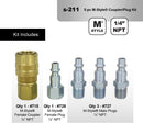 Milton (S-211) 1/4" NPT M-Style Coupler and Plug Kit, (5-Piece) Model