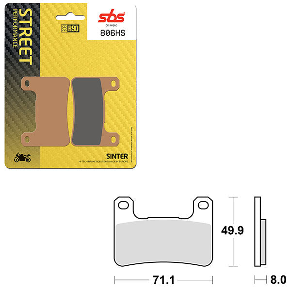 SBS PREFORMANCE SINTER BRAKE PAD 806HS (6250806108)