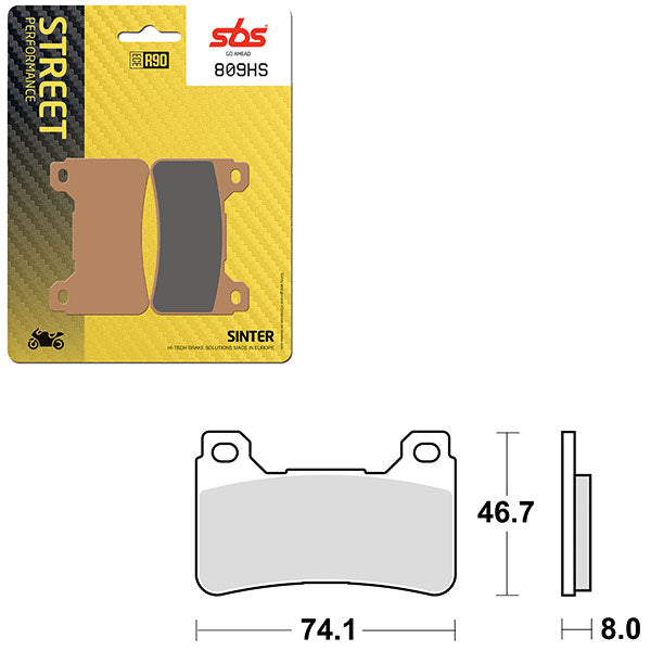 SBS PREFORMANCE SINTER BRAKE PAD 809HS (6250809108)