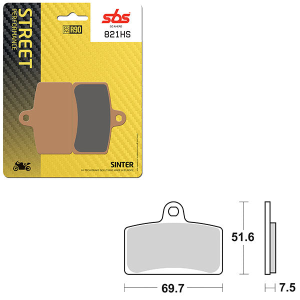 SBS PREFORMANCE SINTER BRAKE PAD 821HS (6250821108)