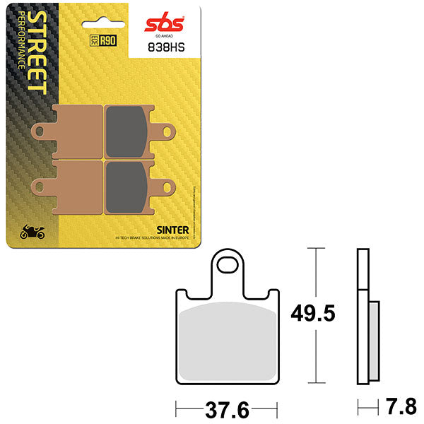 SBS PREFORMANCE SINTER BRAKE PAD 838HS (6250838108)