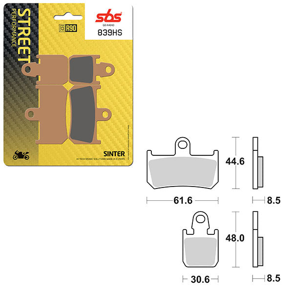 SBS PREFORMANCE SINTER BRAKE PAD 839HS (6250839108)