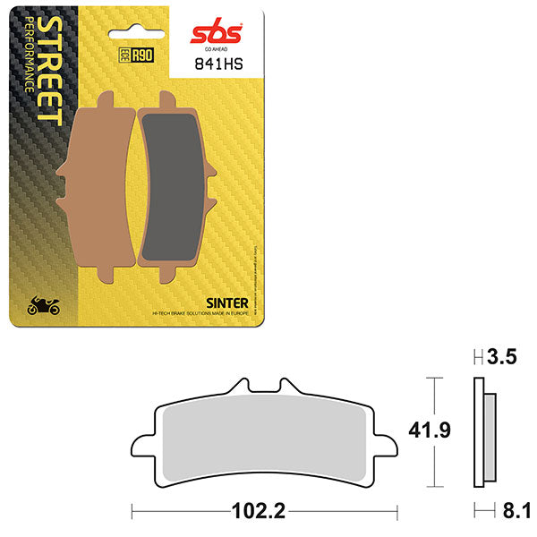 SBS PREFORMANCE SINTER BRAKE PAD 841HS (6250841108)