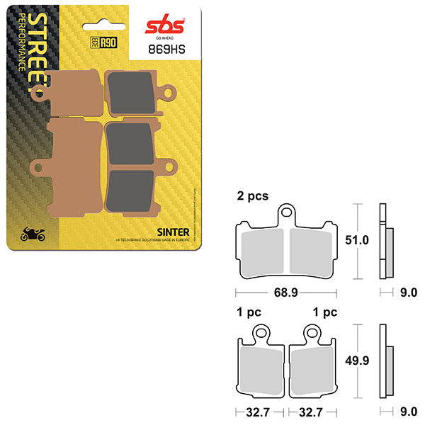 SBS PREFORMANCE SINTER BRAKE PAD 869HS (6250869108)