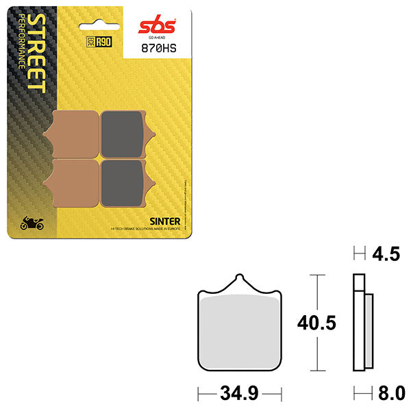 SBS PREFORMANCE SINTER BRAKE PAD 870HS (6250870108)