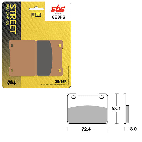 SBS PREFORMANCE SINTER BRAKE PAD 893HS (6250893108)