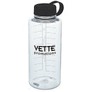 Clear Impact Mountain Bottle with Tethered Lid - 36 oz. - Black