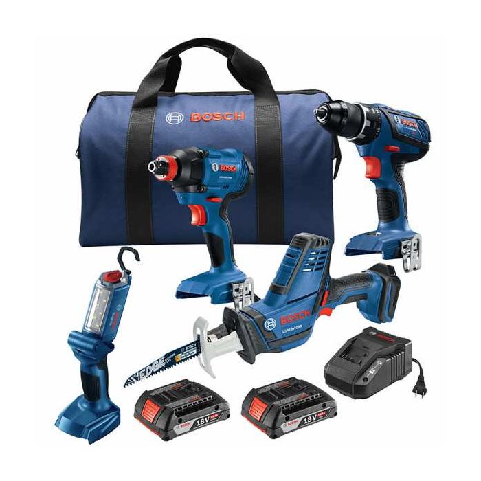 Bosch 4pc 18V Combo Kit with Drill/Driver, Impact Driver, Recip Saw, LED Worklight Model