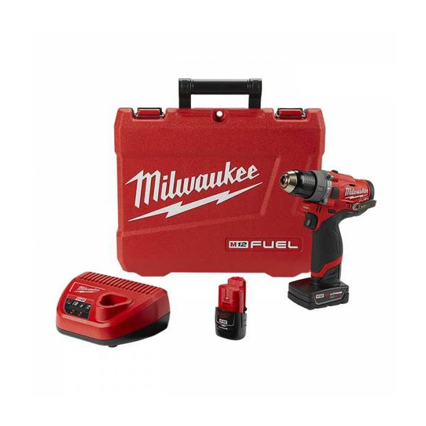 Milwaukee M12 FUEL 12 Volt Lithium-Ion Brushless Cordless 1/2 in. Hammer Drill Kit Model#: 2504-22