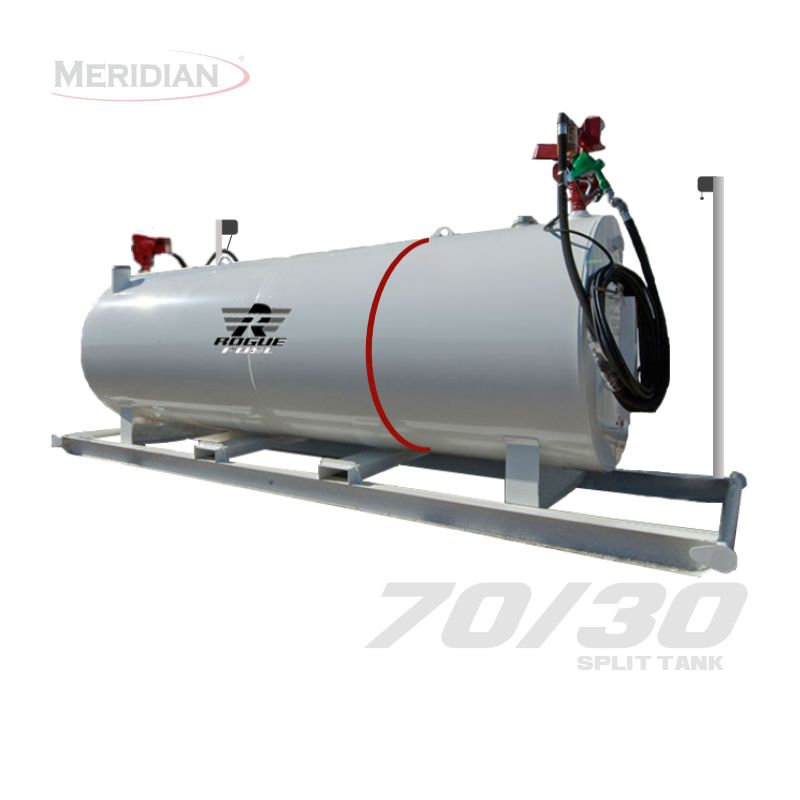 Rogue Fuel| Meridian - 10,000 Litre/ 2,200 Gallon Double Wall 70/30 Split Fuel Tank Complete Package, Fully Welded Saddle - Model