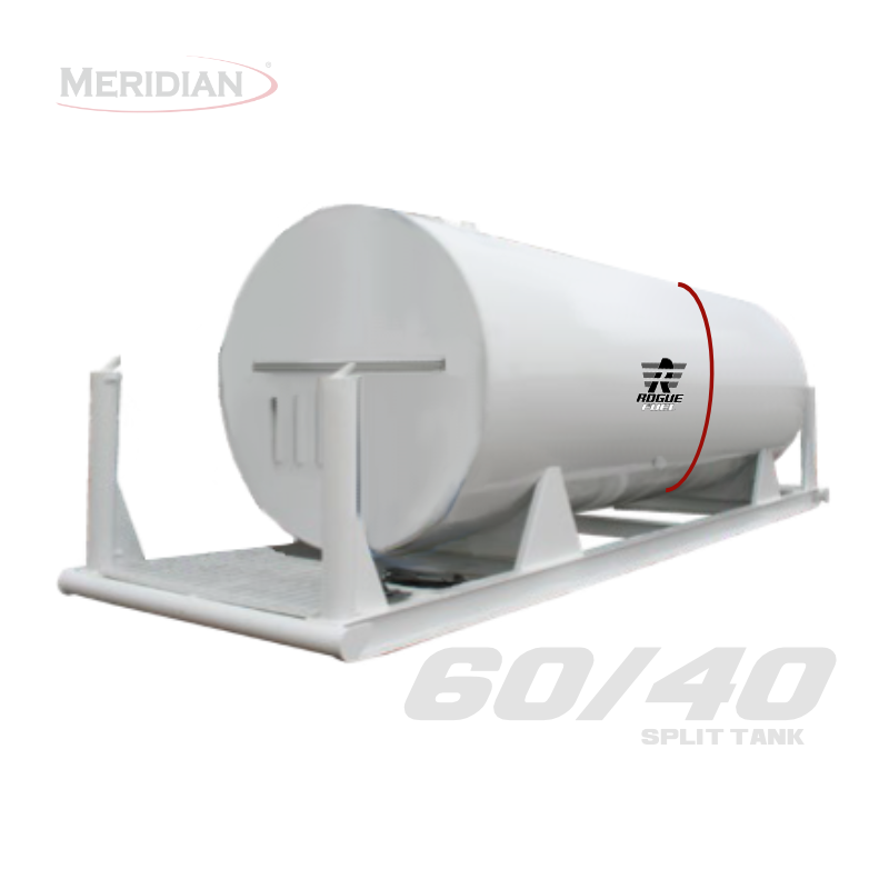 Rogue Fuel | Meridian - 25,000 Litre/ 5,499 Gallon, HD Double Wall Fully Welded Saddle, 60/40 Split Fuel Tank & Skid With Bollards/ Drip Tube - Model