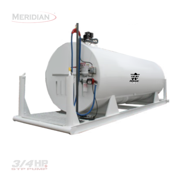 Rogue Fuel | Meridian - 25,000 Litre / 5,499 Gallon Double Wall Fuel Tank Complete Package with 3/4 HP Submersible Turbine Pump, Fully Welded Saddle - Model#: RF64010STP34