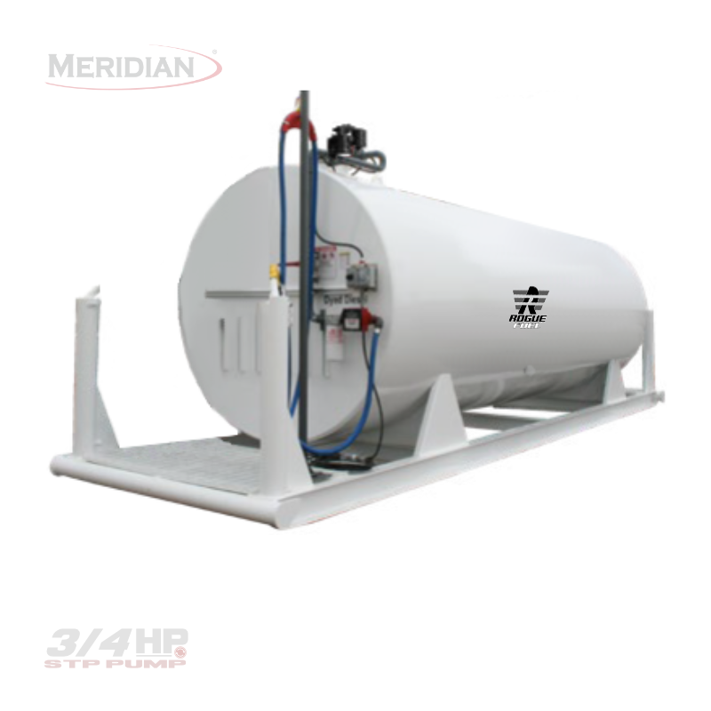 Rogue Fuel | Meridian - 25,000 Litre / 5,499 Gallon Double Wall Fuel Tank Complete Package with 3/4 HP Submersible Turbine Pump, Fully Welded Saddle - Model