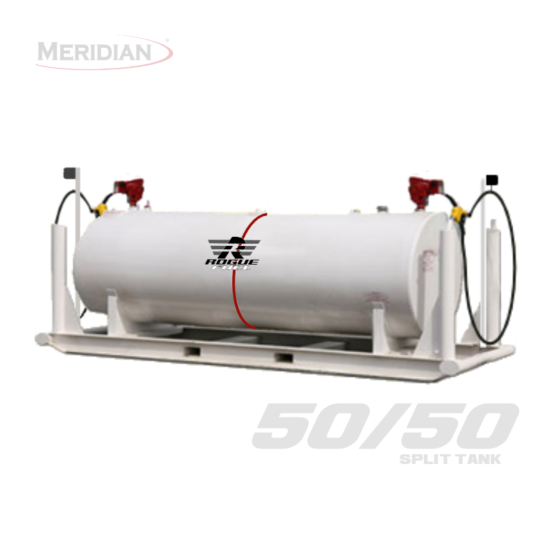 Rogue Fuel| Meridian - 4,595 Litre/ 1000 Gallon Double Wall 50/50 Split Fuel Tank Complete Package, Fully Welded Saddle - Model