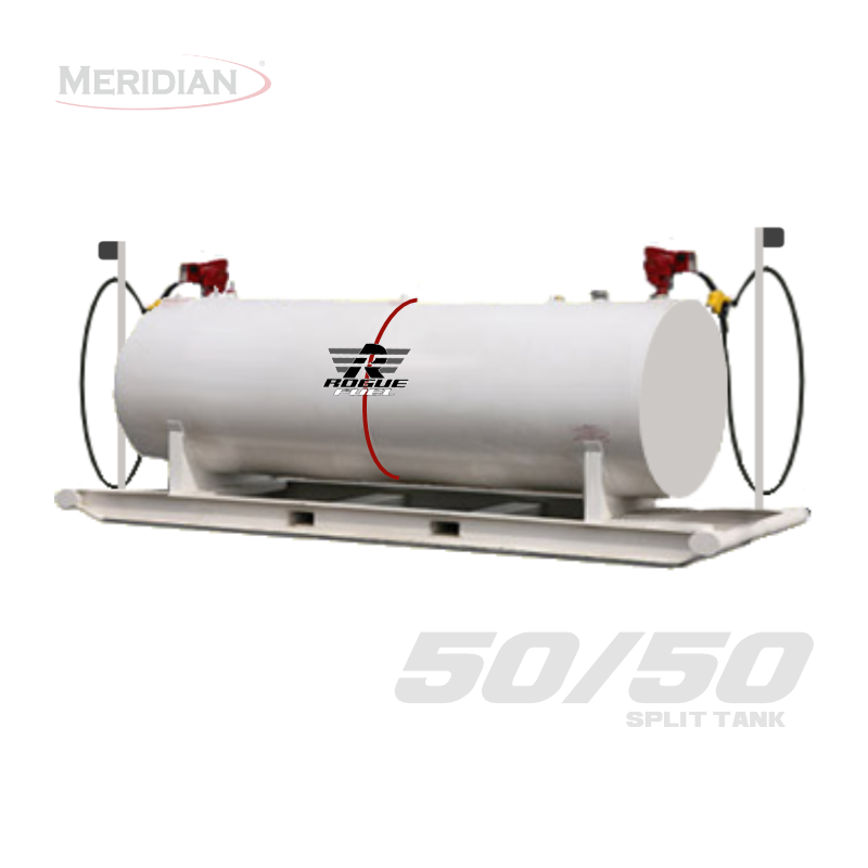 Rogue Fuel| Meridian - 4,595 Litre/ 1000 Gallon Double Wall 50/50 Split Fuel Tank Complete Package, Fully Welded Saddle - Model
