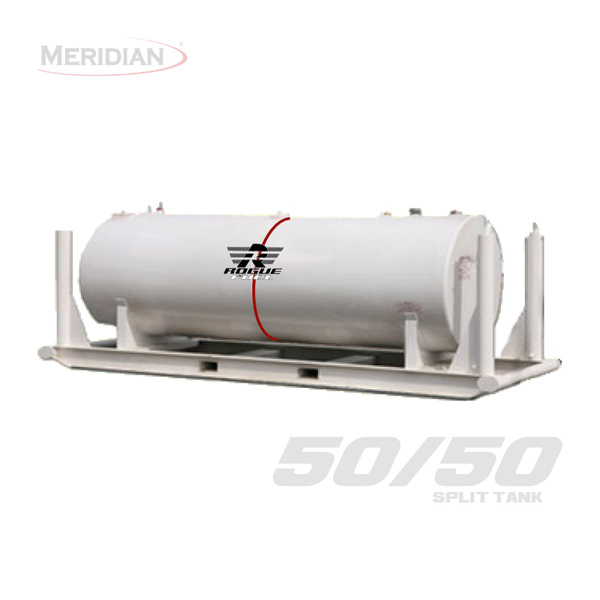 Rogue Fuel| Meridian - 4,595 Litre/ 1000 Gallon Double Wall 50/50 Split Fuel Tank & Skid, Fully Welded Saddle - Model#- RF98109TSFPB
