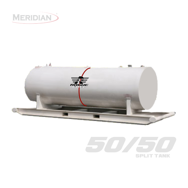 Rogue Fuel| Meridian - 4,595 Litre/ 1000 Gallon Double Wall 50/50 Split Fuel Tank & Skid, Fully Welded Saddle - Model#- RF98109TSFP