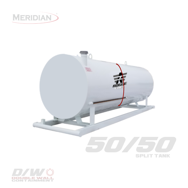 Rogue Fuel| Meridian - 4,595 Litre/ 1000 Gallon Double Wall 50/50 Split Utility Fuel Tank & Skid - Model