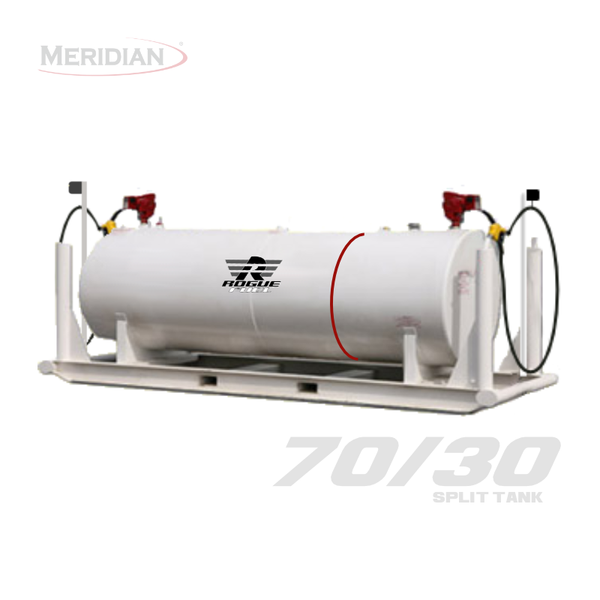 Rogue Fuel| Meridian - 4,595 Litre/ 1000 Gallon Double Wall 70/30 Split Fuel Tank Complete Package, Fully Welded Saddle - Model#: RF98108DWCPFPB