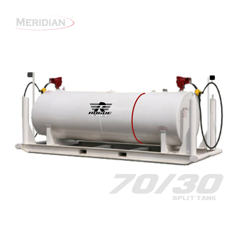Rogue Fuel| Meridian - 4,595 Litre/ 1000 Gallon Double Wall 70/30 Split Fuel Tank Complete Package, Fully Welded Saddle - Model