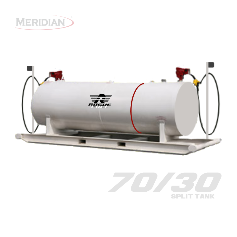 Rogue Fuel| Meridian - 4,595 Litre/ 1000 Gallon Double Wall 70/30 Split Fuel Tank Complete Package, Fully Welded Saddle - Model
