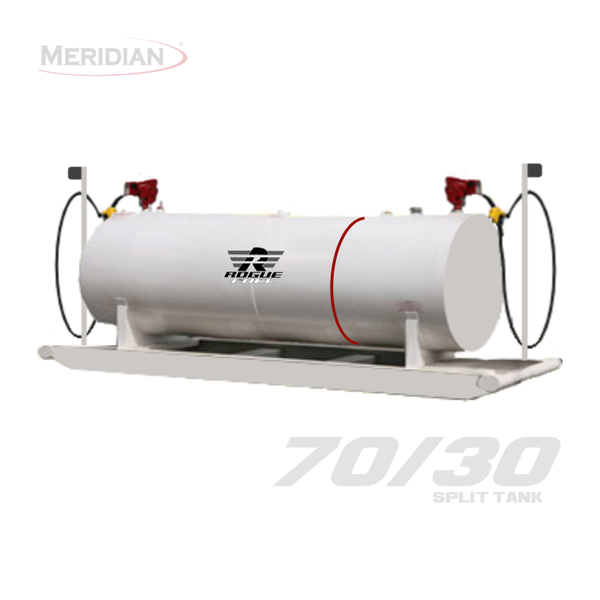 Rogue Fuel| Meridian - 4,595 Litre/ 1000 Gallon Double Wall 70/30 Split Fuel Tank Complete Package, Fully Welded Saddle - Model#- RF98108DWCP