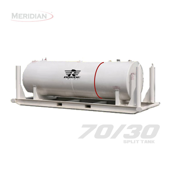 Rogue Fuel| Meridian - 4,595 Litre/ 1000 Gallon Double Wall 70/30 Split Fuel Tank & Skid, Fully Welded Saddle - Model#- RF98108TSFPB
