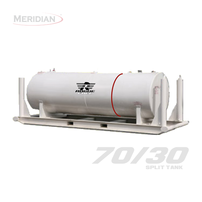 Rogue Fuel| Meridian - 4,595 Litre/ 1000 Gallon Double Wall 70/30 Split Fuel Tank & Skid, Fully Welded Saddle - Model